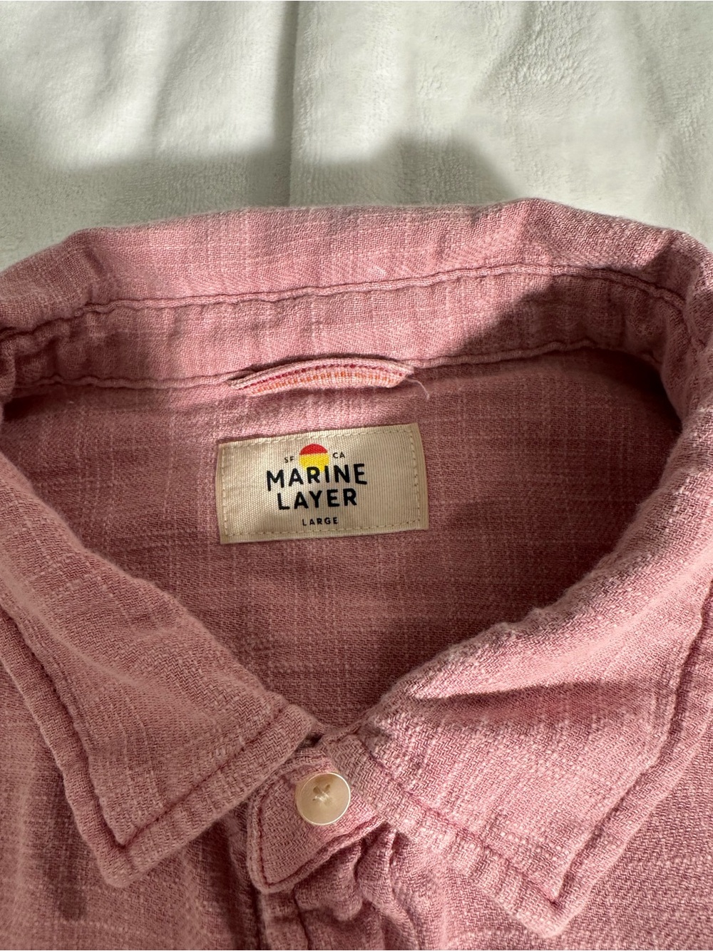 Marine Layer Men’s Pink Button-Up Shirt size Large